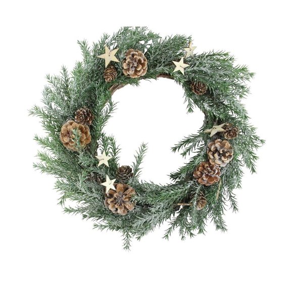 Northlight 13.5" Classic Pine with Pine Cones and Stars Christmas Wreath - Unlit - Picture 1 of 5